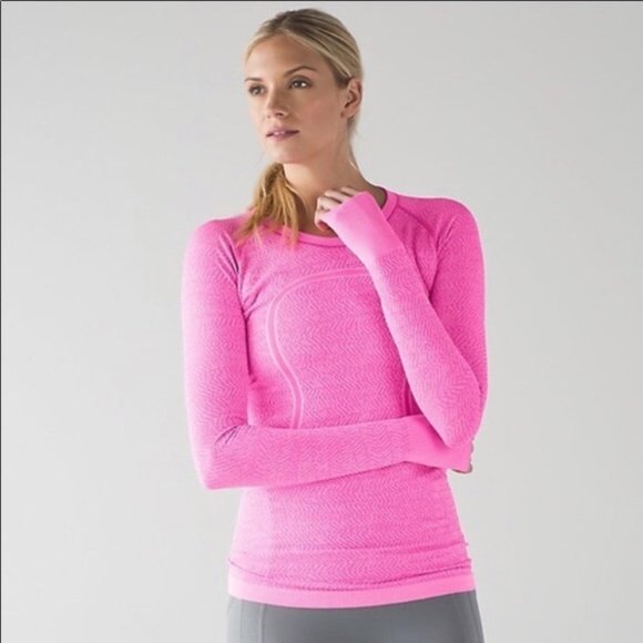 lululemon athletica Tops - Lululemon Swiftly Tech Long Sleeve Shirt Hot Pink
